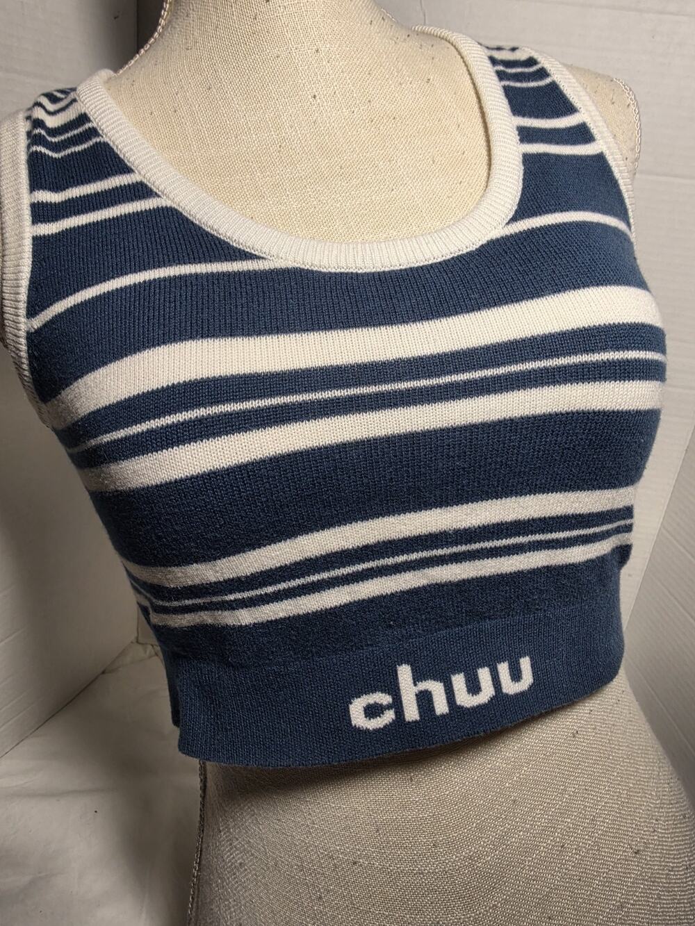 Chuu baby blue Crop Top Stripes Retro y2k style Sz S